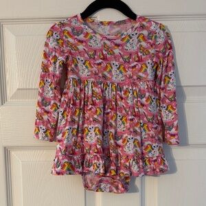 Posh Peanut Lisa Frank Angel Kitty Ruffle Bodysuit Dress
